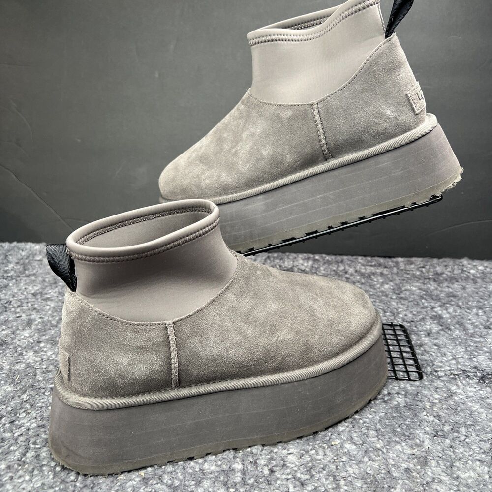 UGG Classic Ultra Mini Platform Boots Gray Women’s Size 8 Suede Shearling